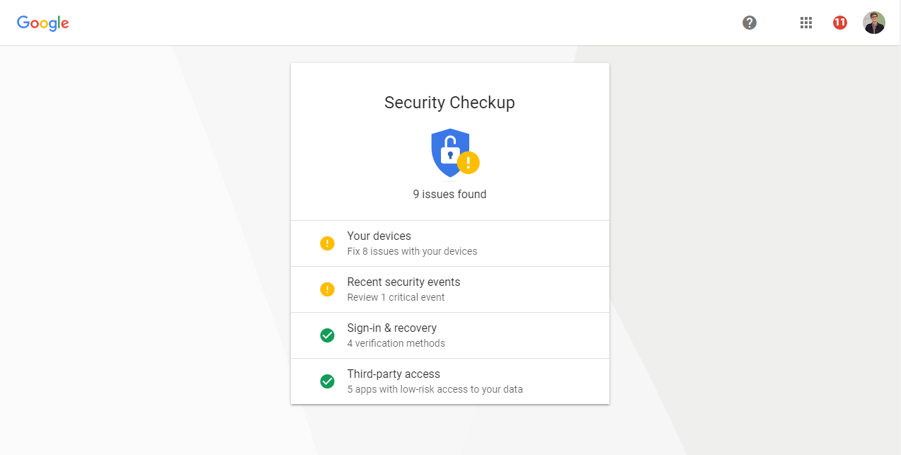gmail google security checkup