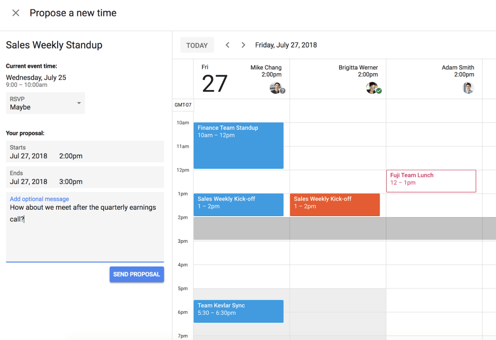 You can now manually propose a new meeting time in Google Calendar