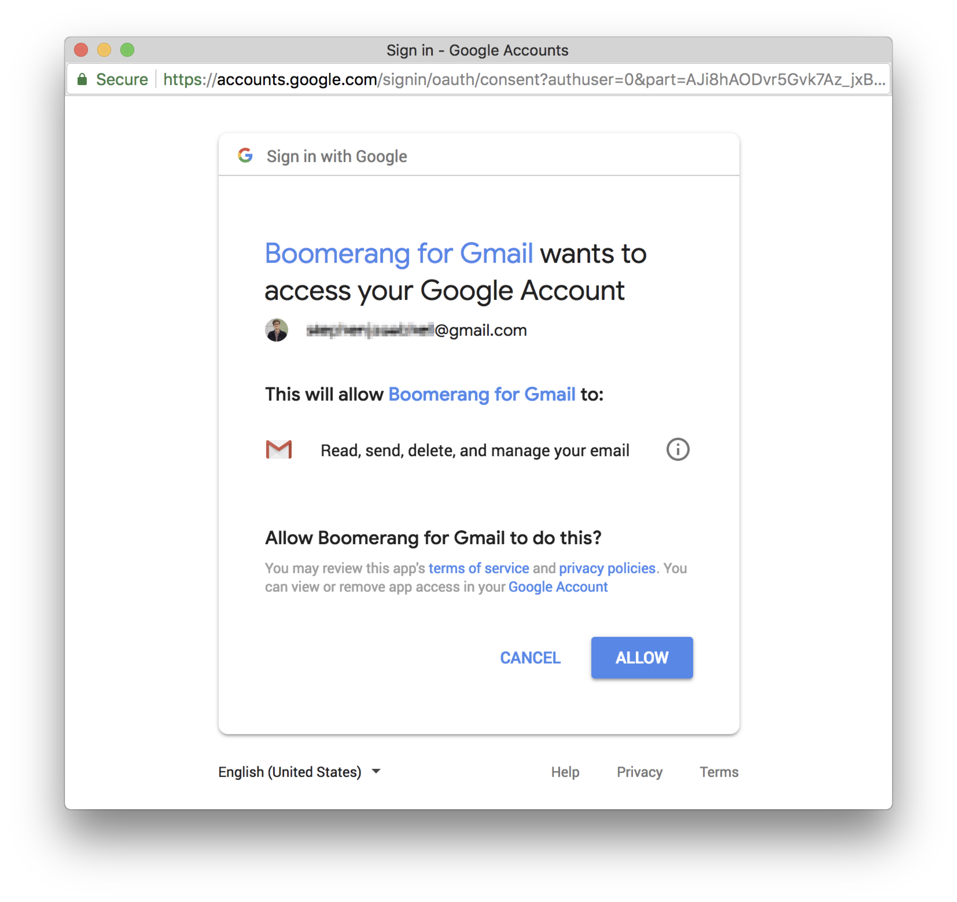 boomerang for gmail not showing up