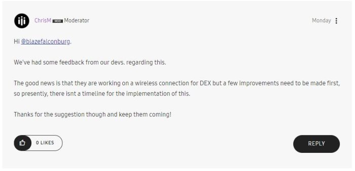 Samsung DeX wireless confirmed?