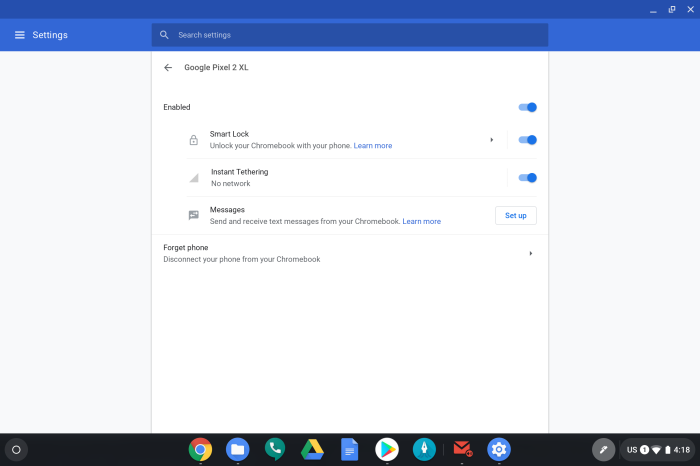 Chrome OS Better Together connected devices settings