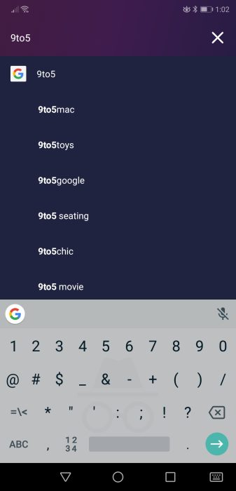 Firefox Focus Google Search suggestions
