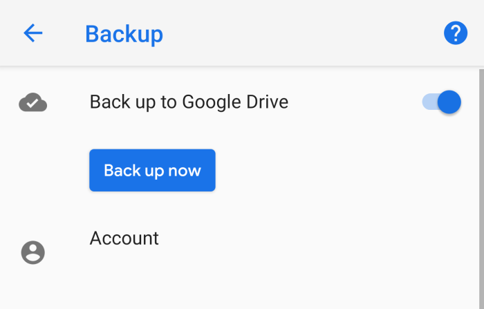 Back up now manual android backups