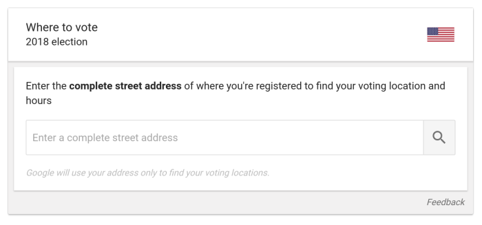 Google Search voting location