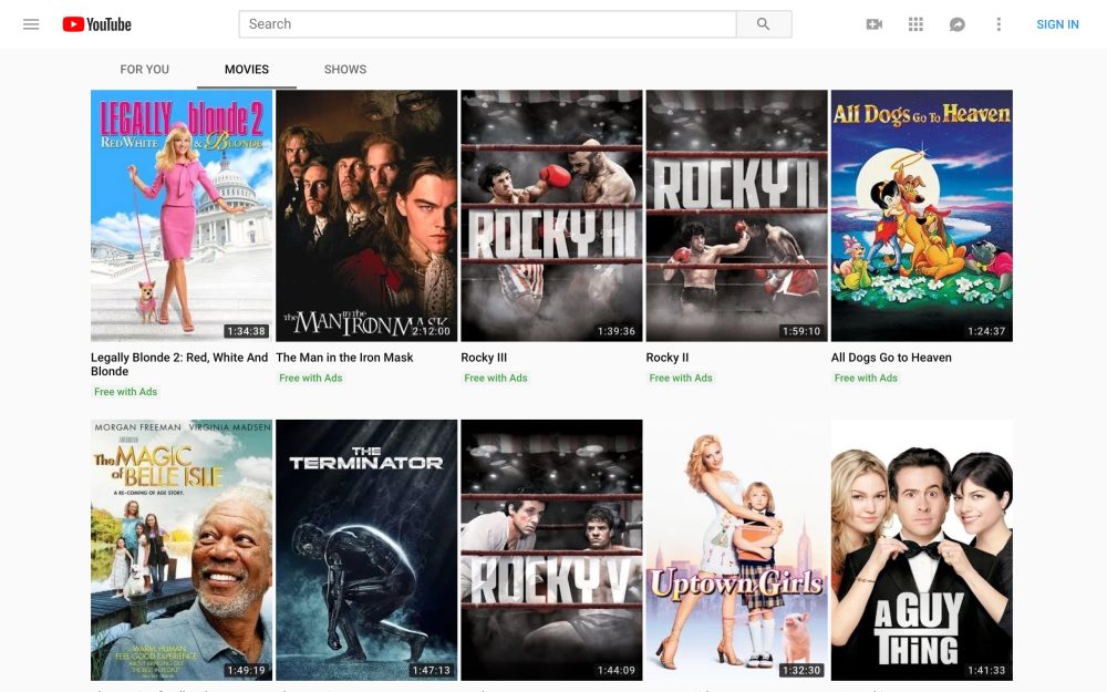 YouTube now features ‘Free with Ads’ Hollywood movies, no ads in