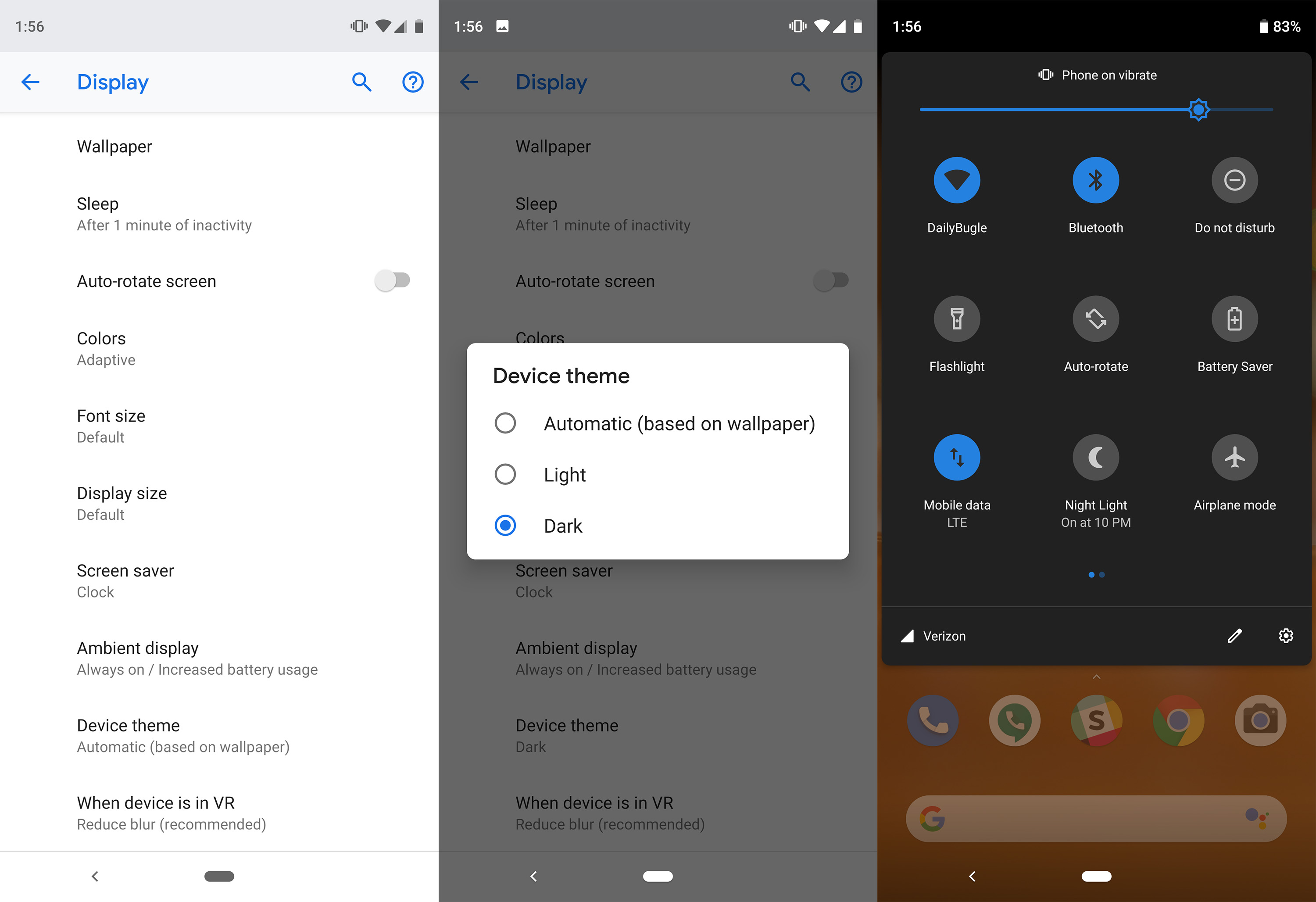 android dark mode device theme setting