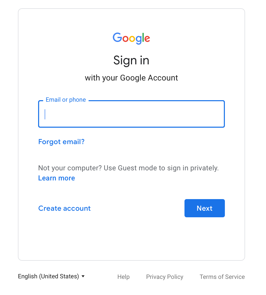 Google sign in