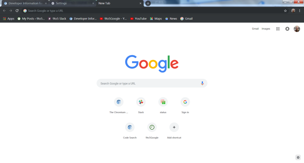 Google Chrome Dark Mode Windows new tab