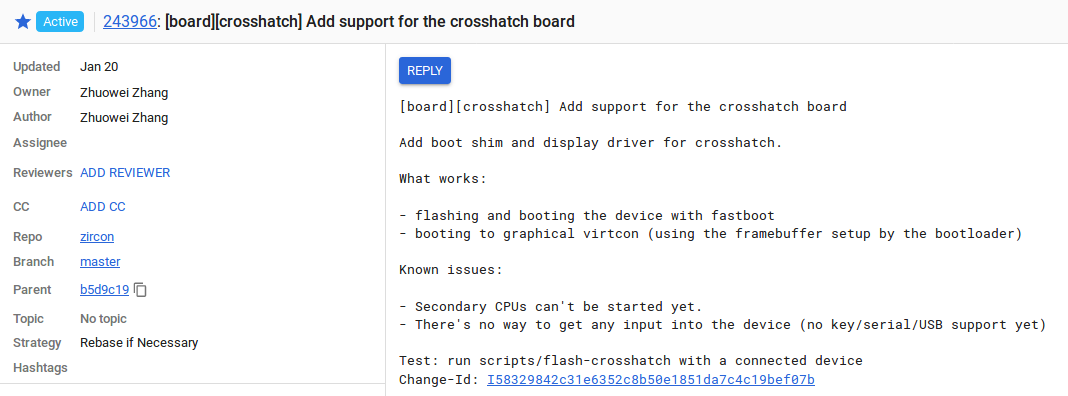 Google Pixel 3 XL Crosshatch Fuchsia gerrit commit