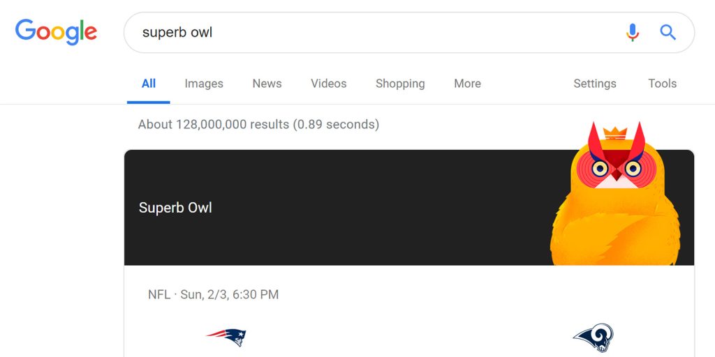 Google Search has a 'Superb Owl' Easter Egg for the Big Game