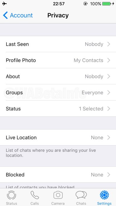 WhatsApp Group Invitation privacy settings