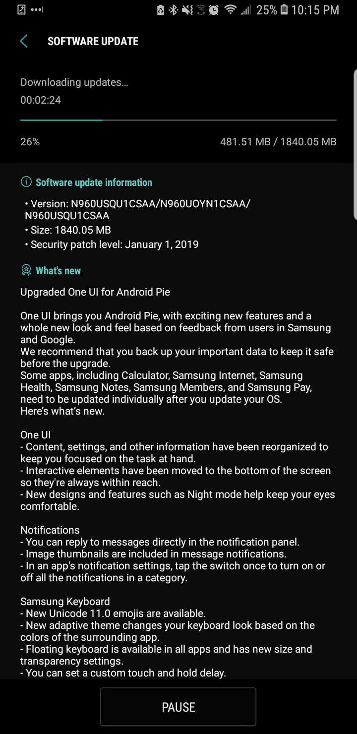 android pie download galaxy s9 unlocked