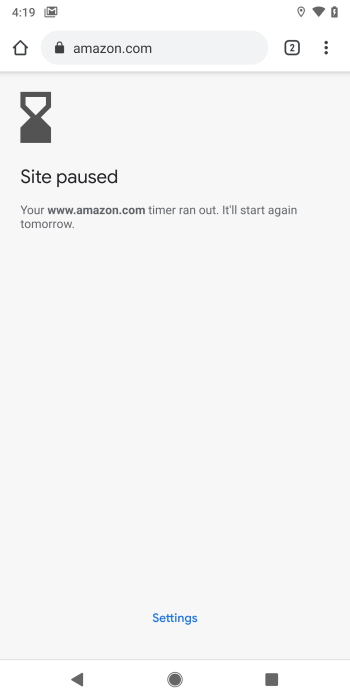 Android Q Chrome Digital Wellbeing Site Paused