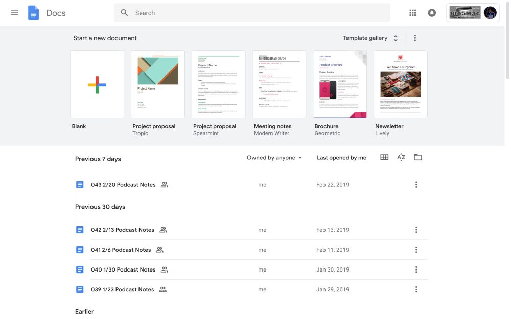 Google Docs, Sheets, and Slides homepages updated with Material Theme