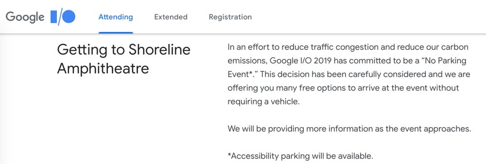 Google I/O 2019 no parking