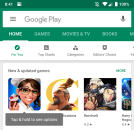Google Play Store Tap and Hold