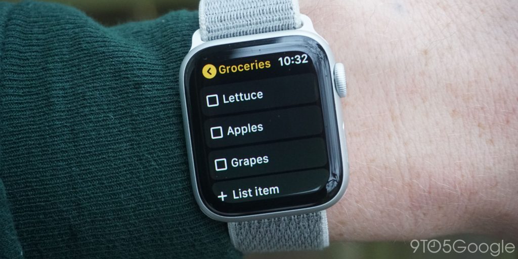 Google Keep pour Apple Watch
