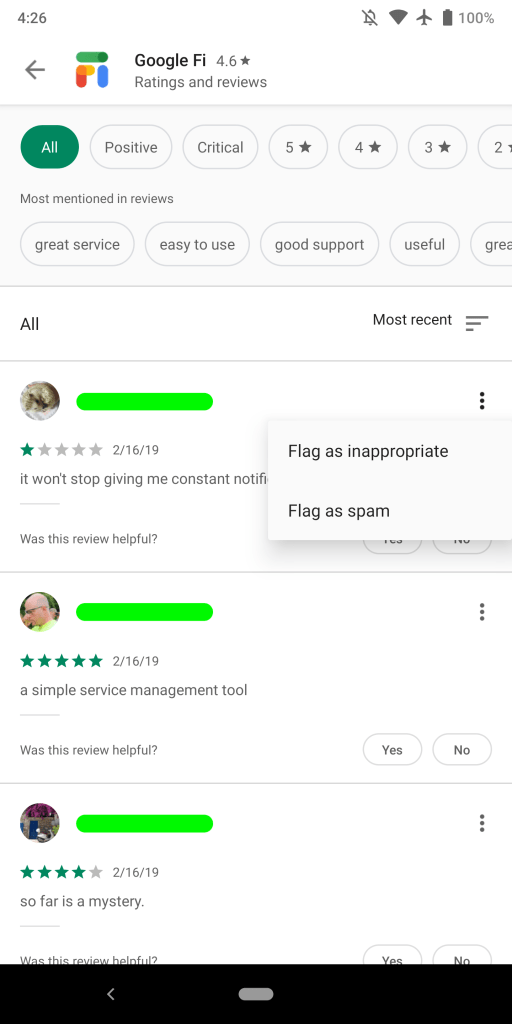 Play Store Material Theme reviews