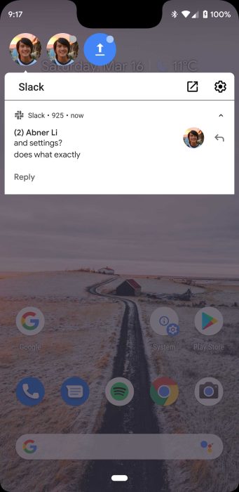 Android Q chat head bubble notifications