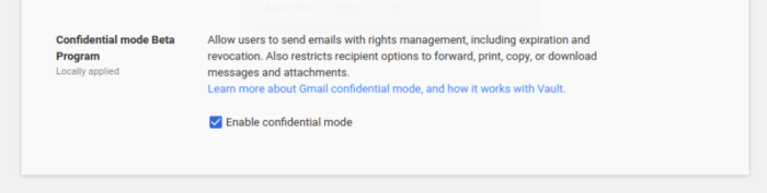 gmail Confidential Mode beta