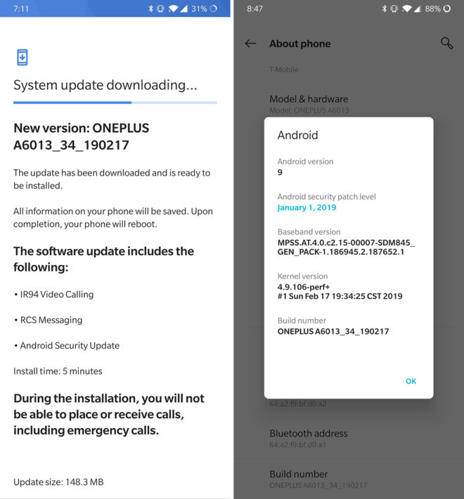 Update of T-Mobile OnePlus 6T