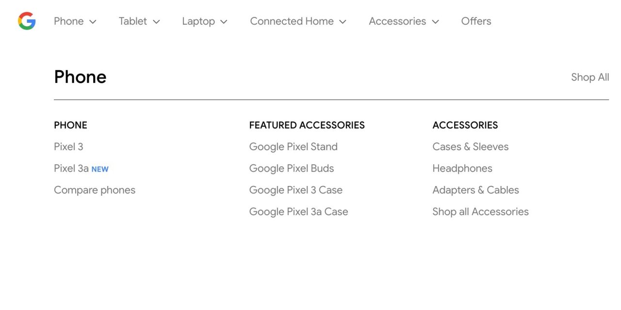 Pixel 3a Google Store