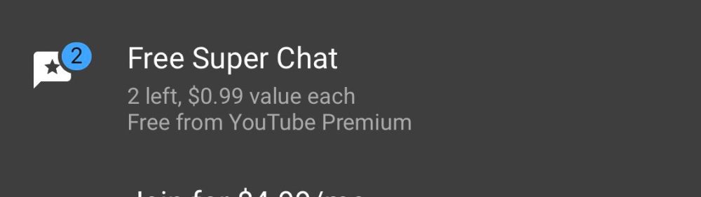 YouTube Premium free Super Chat credit