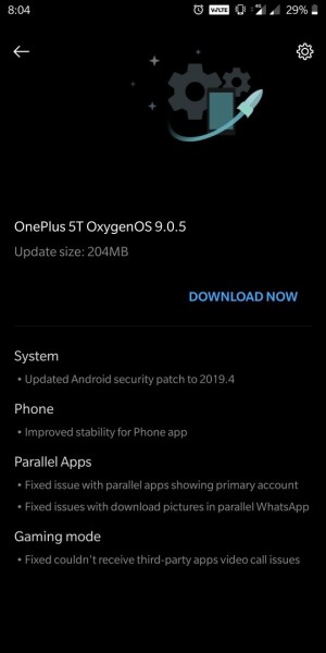 OxygenOS 9.0.5 update