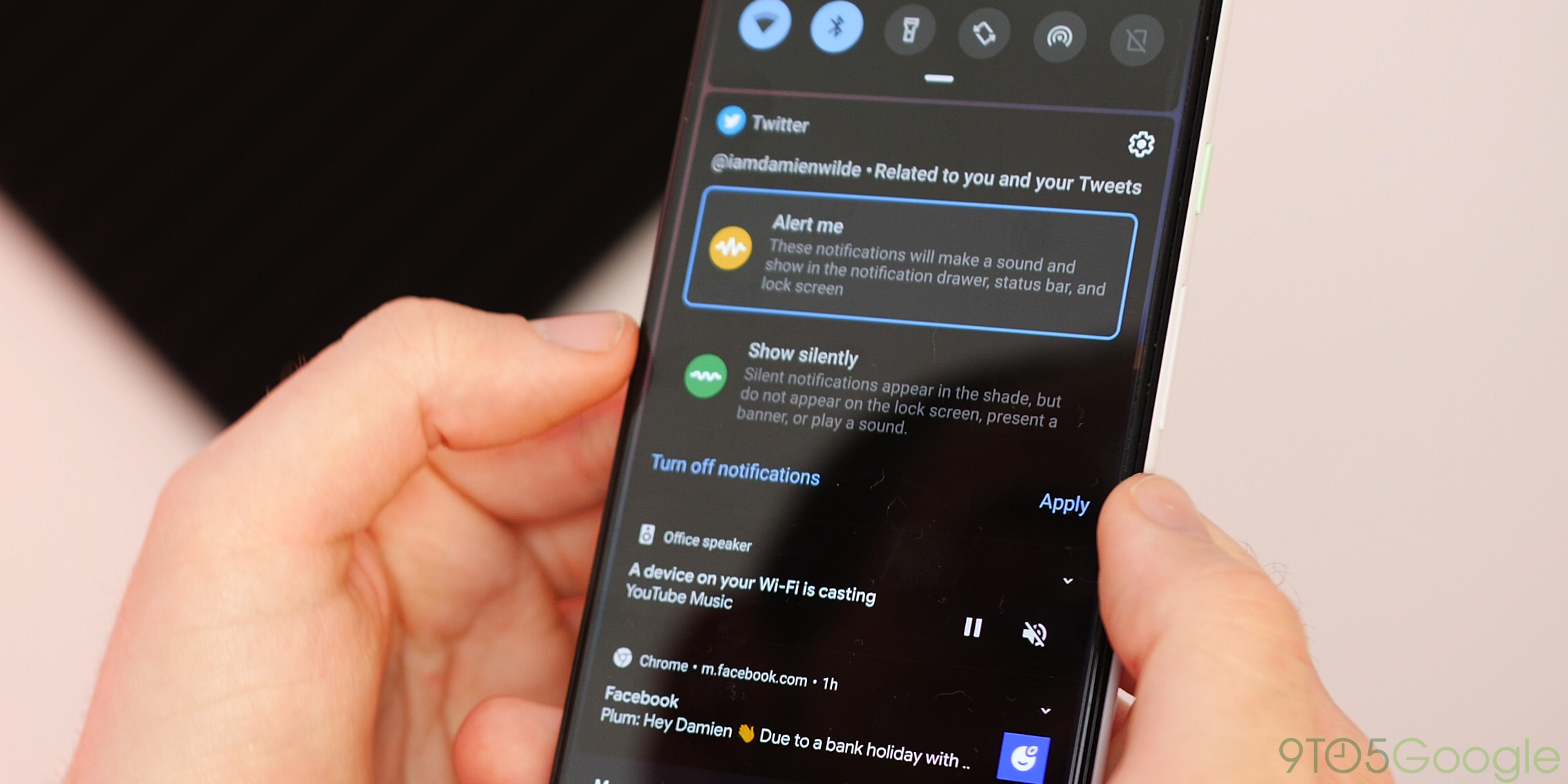 Android Q Beta 3 notification controls