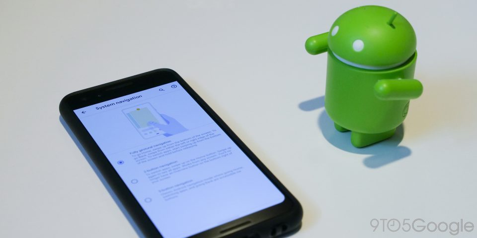 Android Q beta gestural navigation menu
