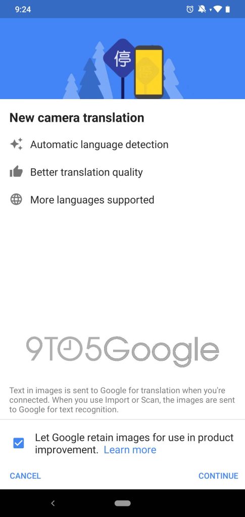 Google translate camera scan