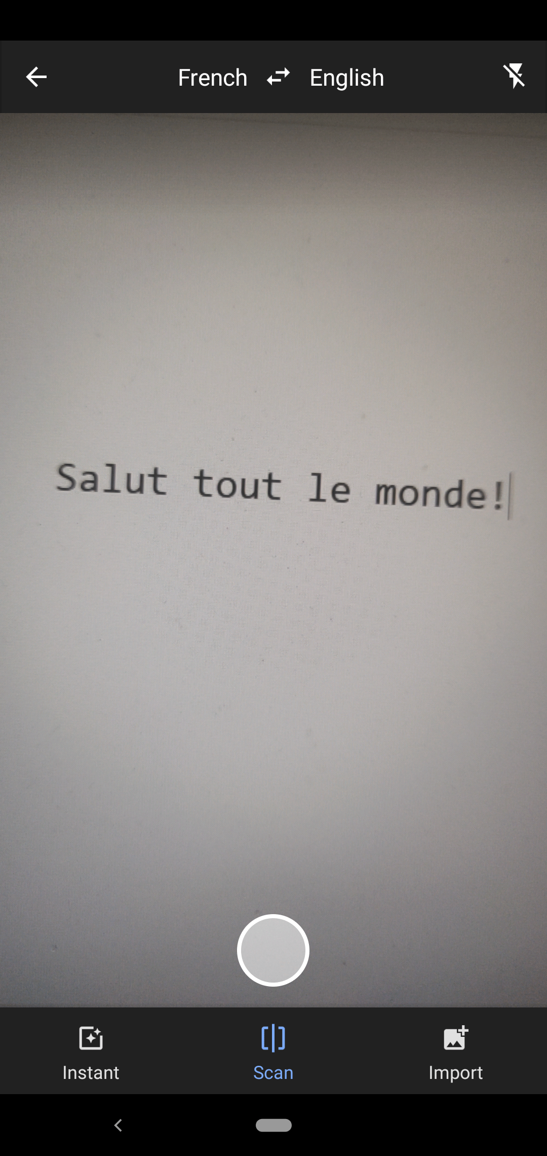 Google Translate Instant camera overlays translations, auto detects