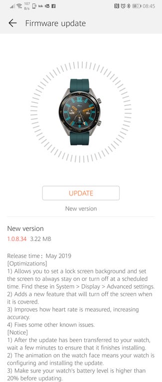 Huawei watch gt always on store display update