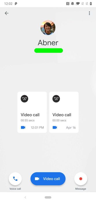 Google Duo 55 call history