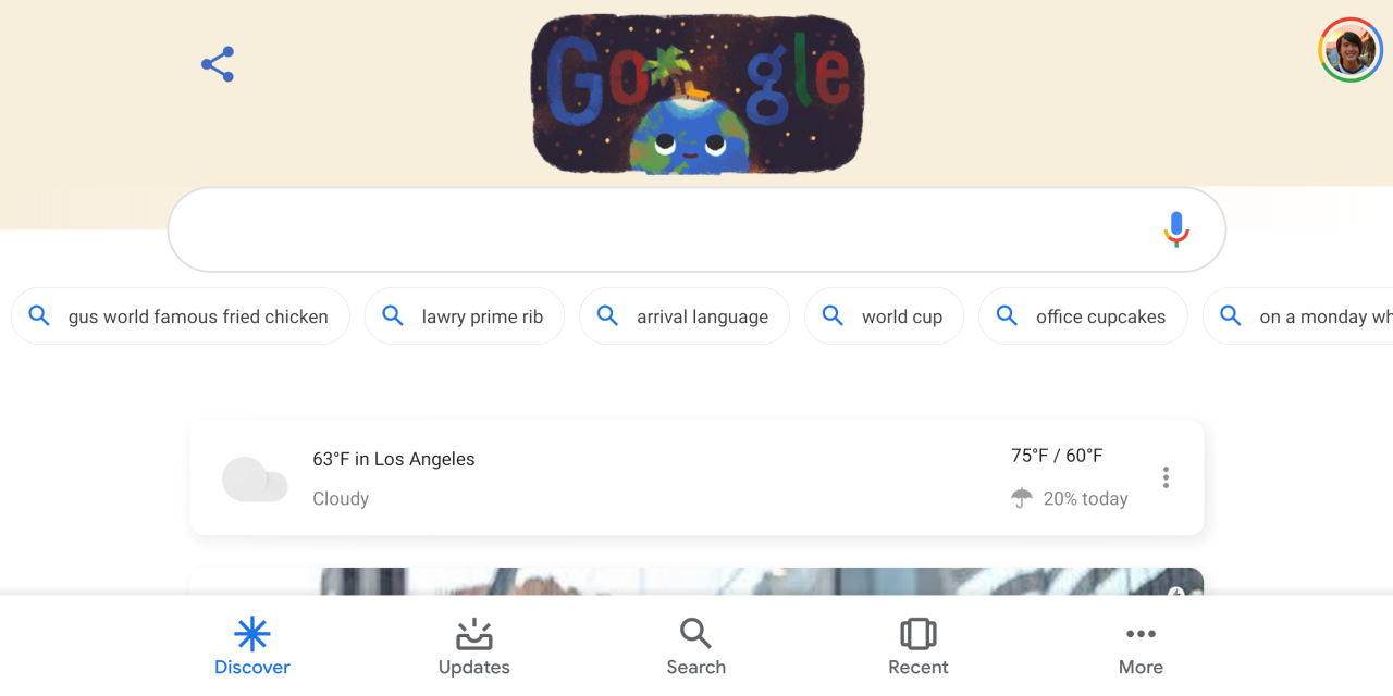 Google Search history carousel