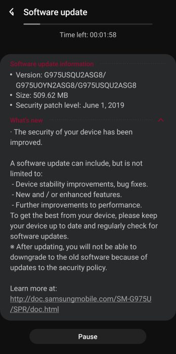 Sprint Galaxy S10 Night mode update