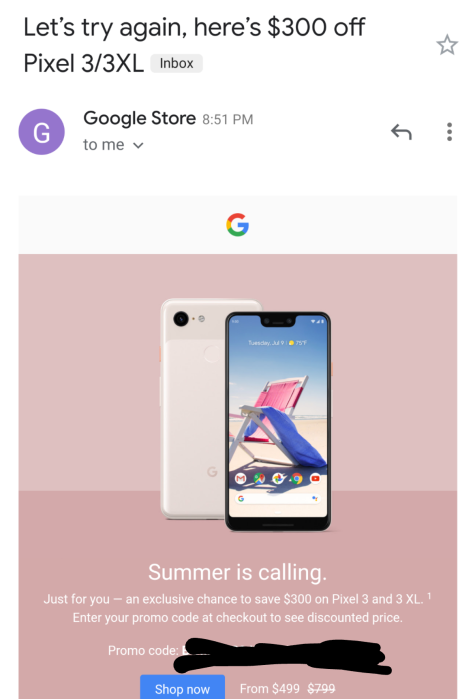 Google Store promo code discount Pixel 3 by $300 - 9to5Google