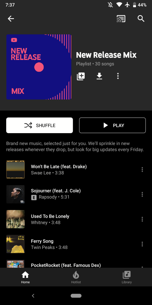 YouTube Music adds 'Released' playlist to compete with Spotify's 'New