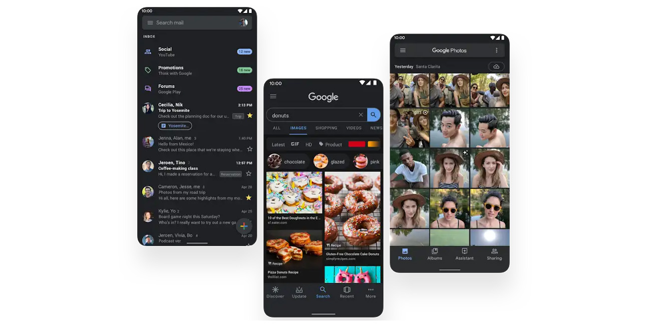 gmail android 10 dark mode apps