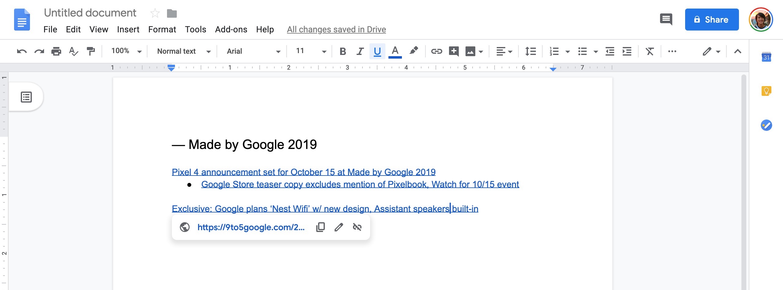 google-docs-on-the-web-testing-convenient-link-previews