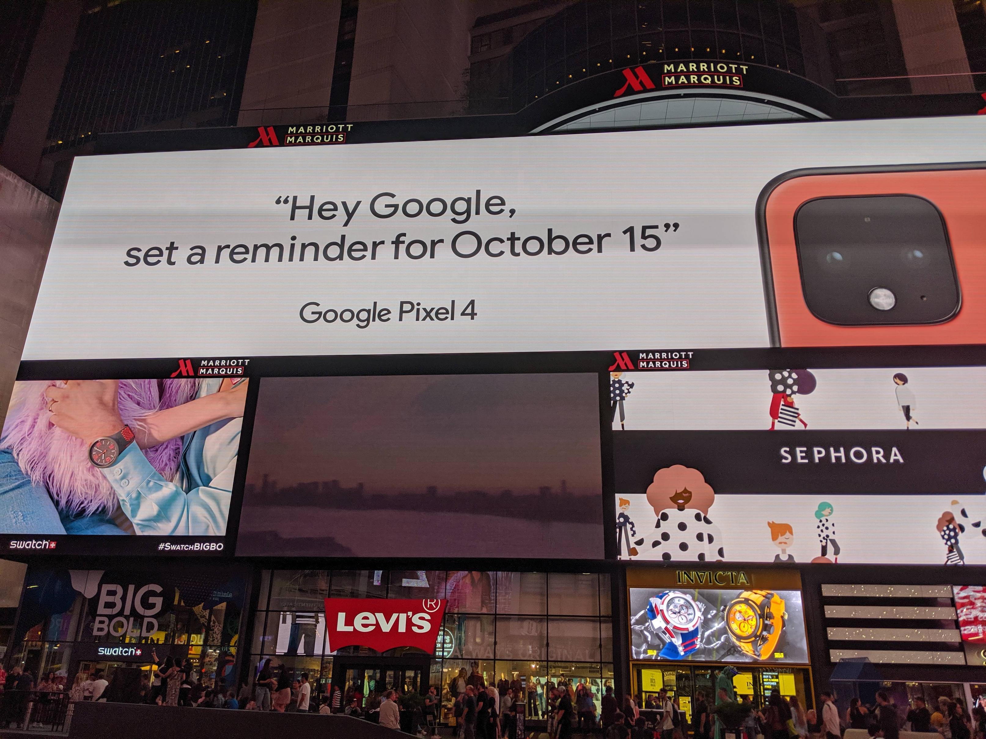 Google Pixel 4 Event Ad In Times Square Shows Coral/orange - 9to5Google