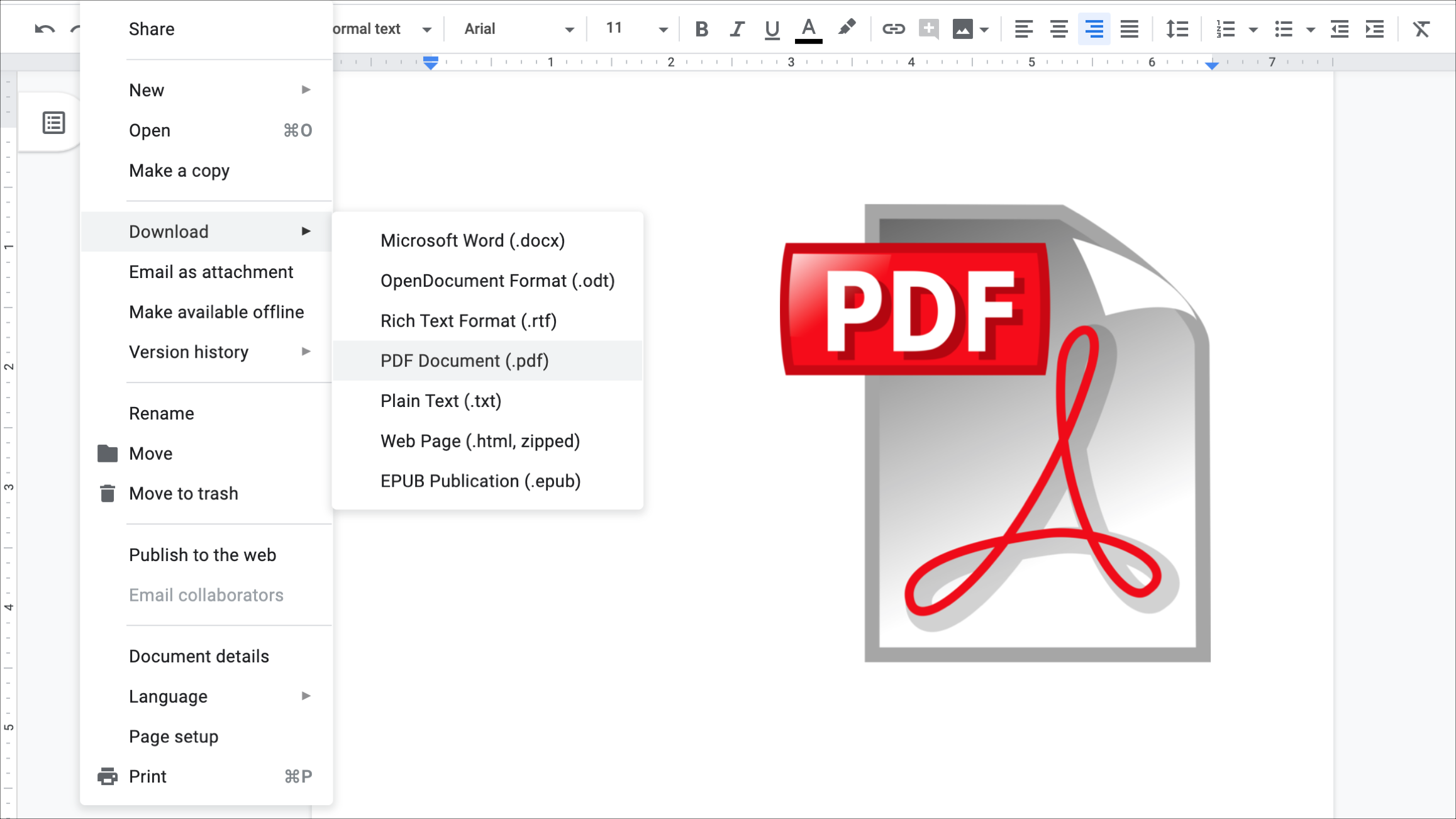 How to create a PDF from a document in Google Docs - 23to23Google
