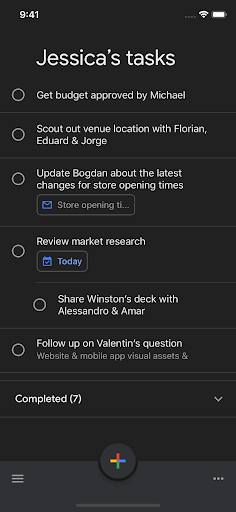 Google Tasks Dark Mode iOS