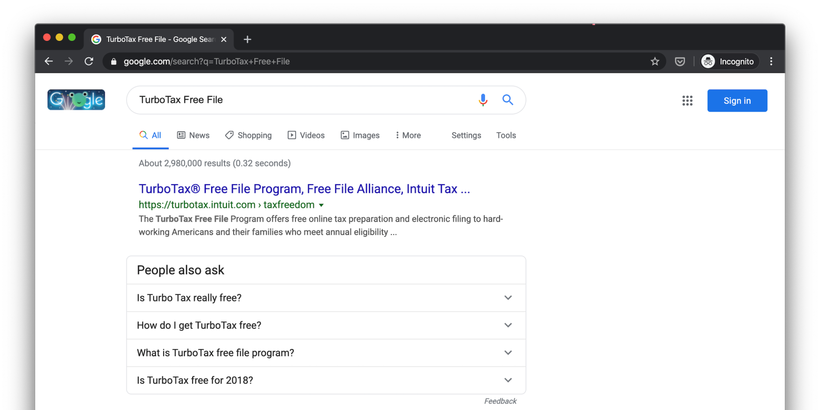 TurboTax free Google Search