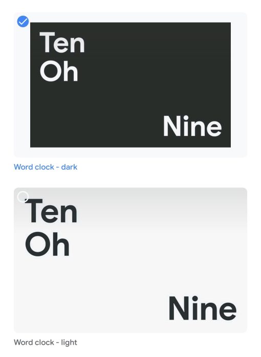 The old Word Clock design showing in the Google Home app.