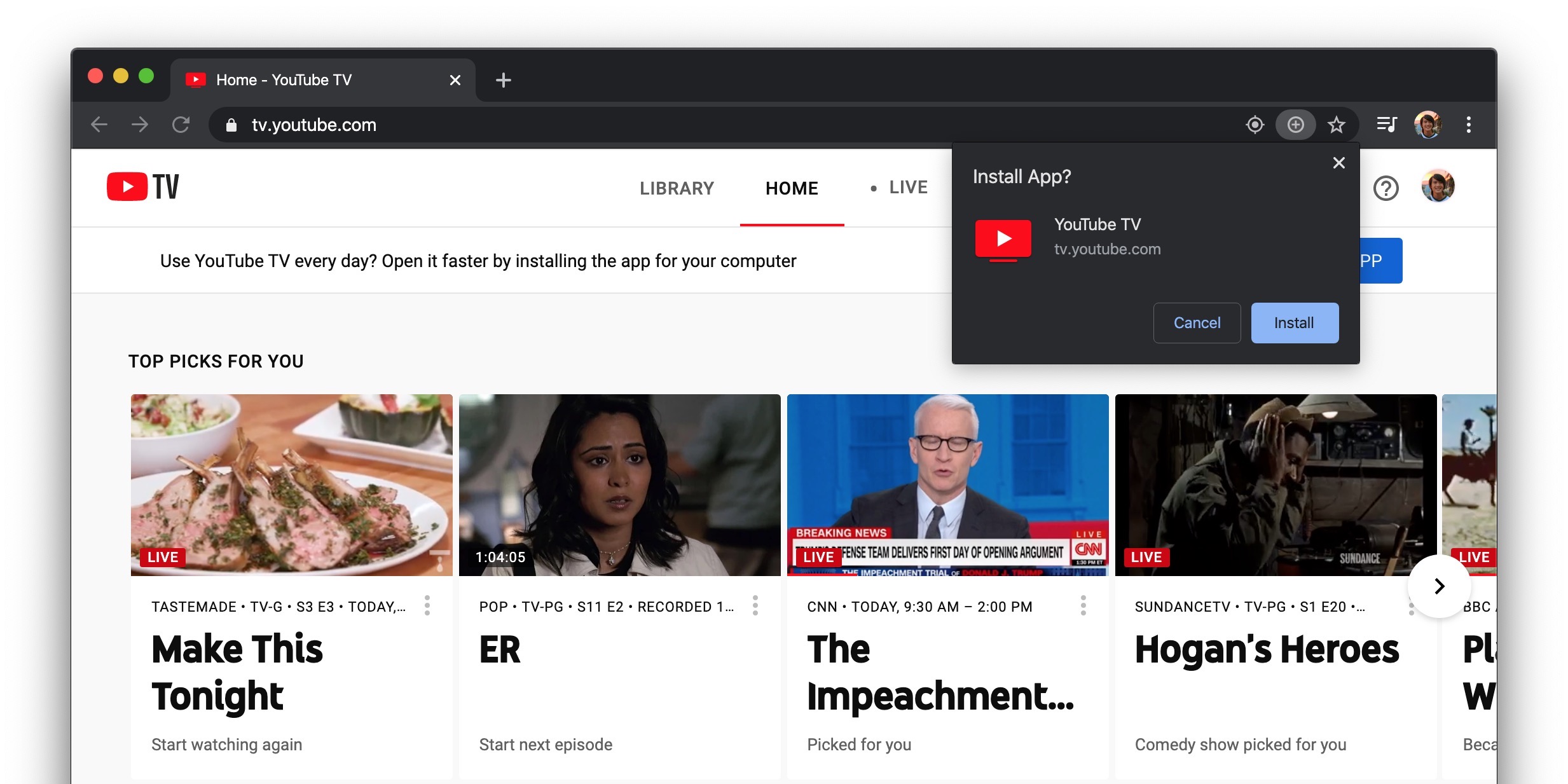 Youtube Tv Prompting Progressive Web App Installs 9to5google