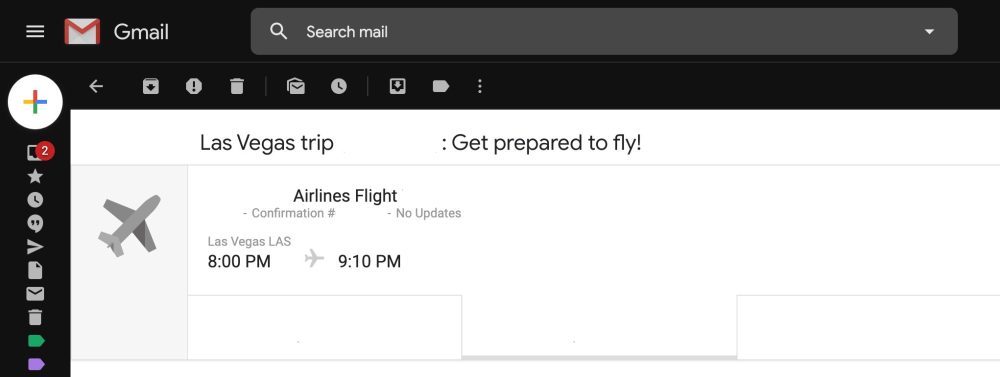 gmail flight details