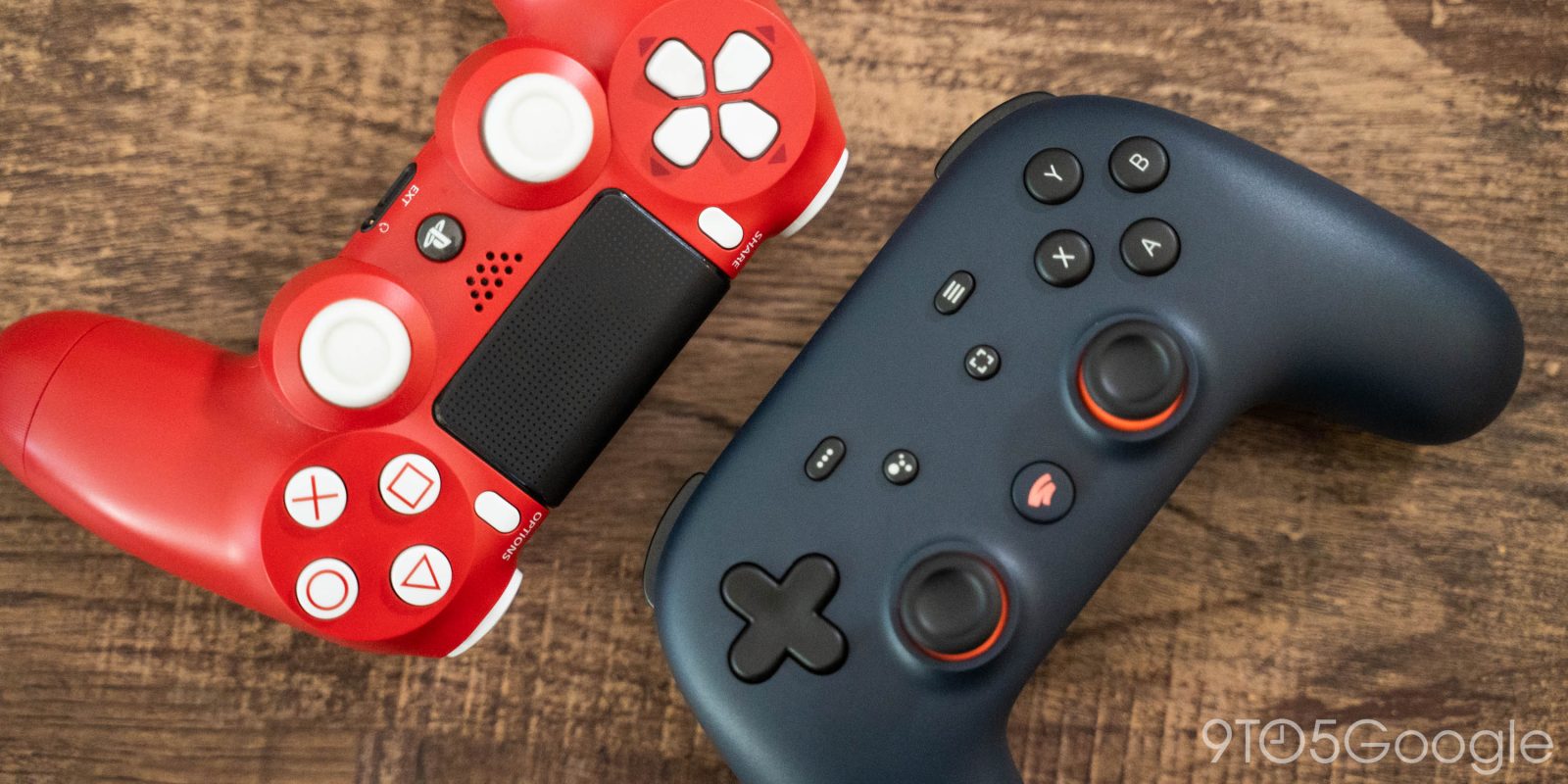Google Stadia and PlayStation controllers