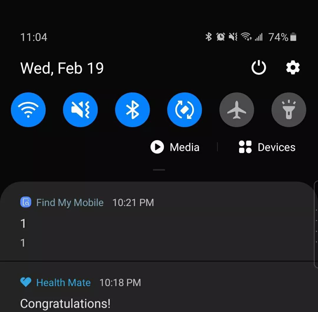 samsung find my mobile 1 notification