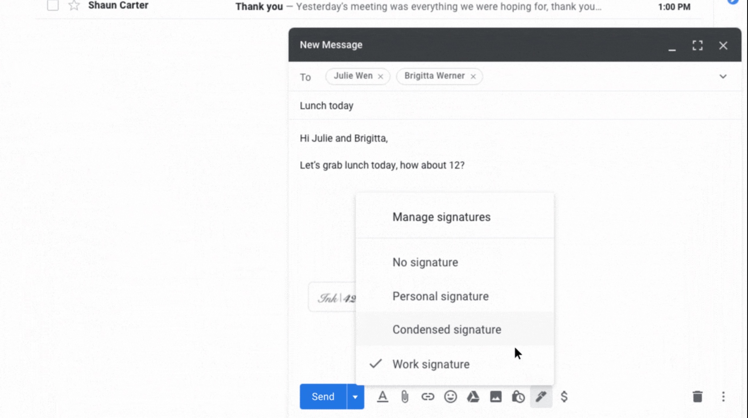 manage signatures in gmail